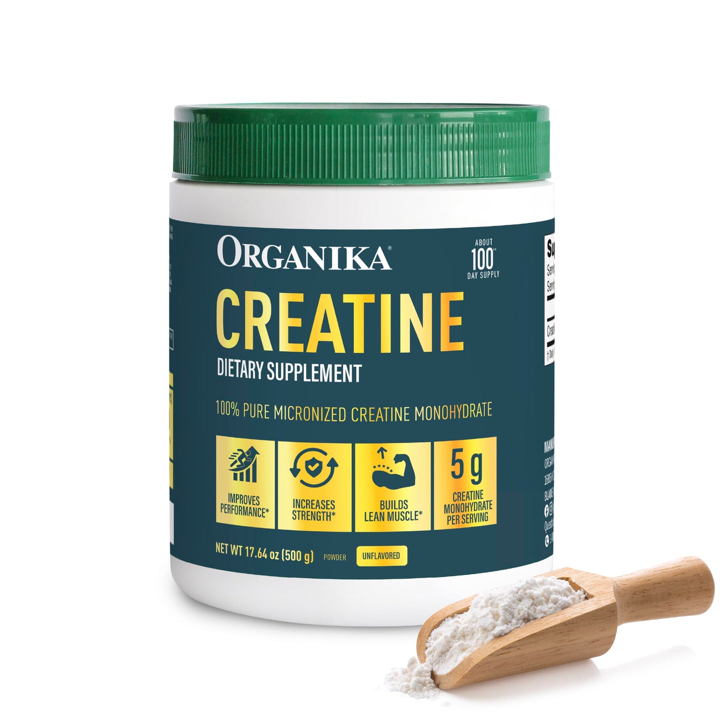 Organika Creatine Monohydrate Powder, 17.64 oz