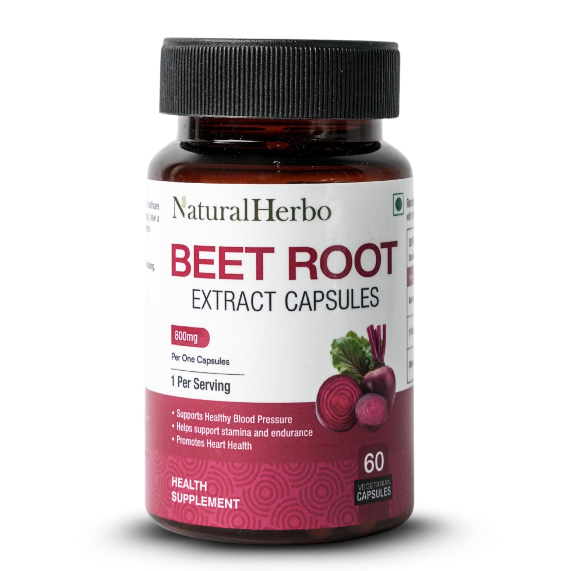 NaturalHerbo Beet Root Capsules 800mg, 60 Count