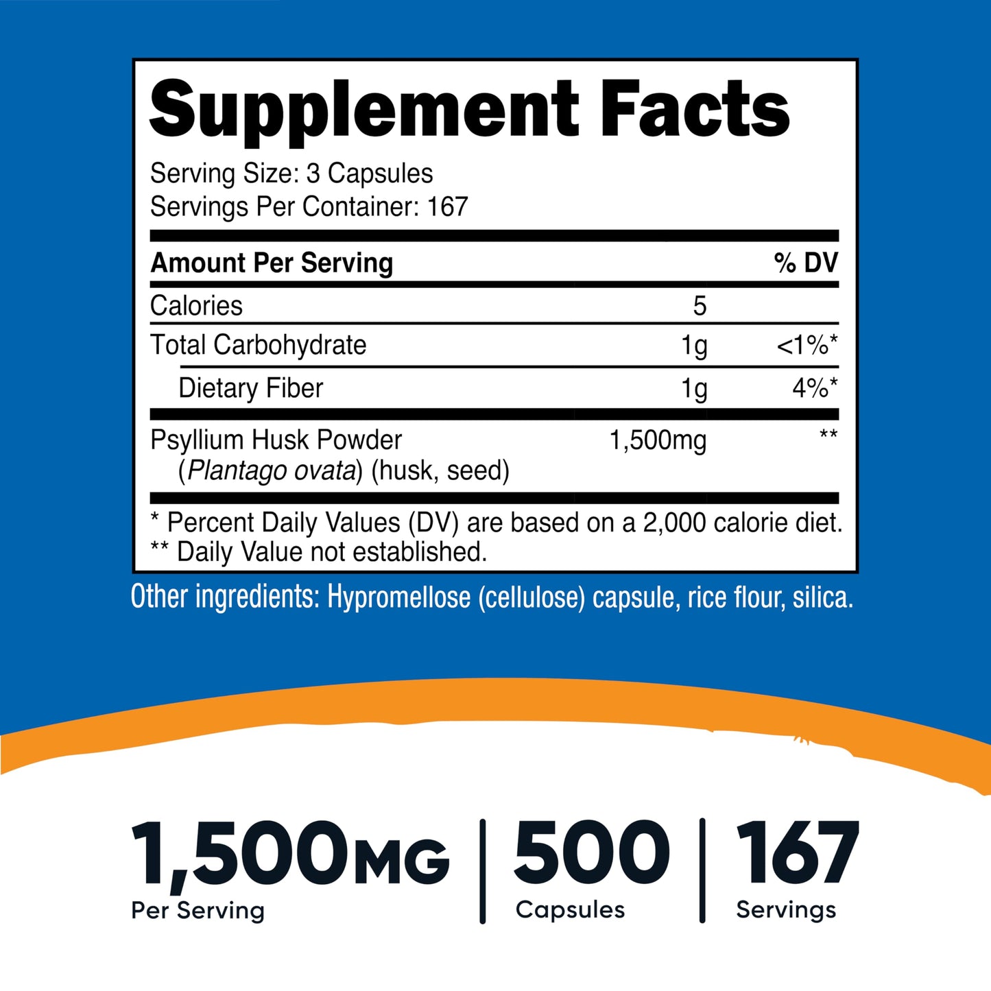 Nutricost Psyllium Husk 1500mg Per Serving, 500 Capsules
