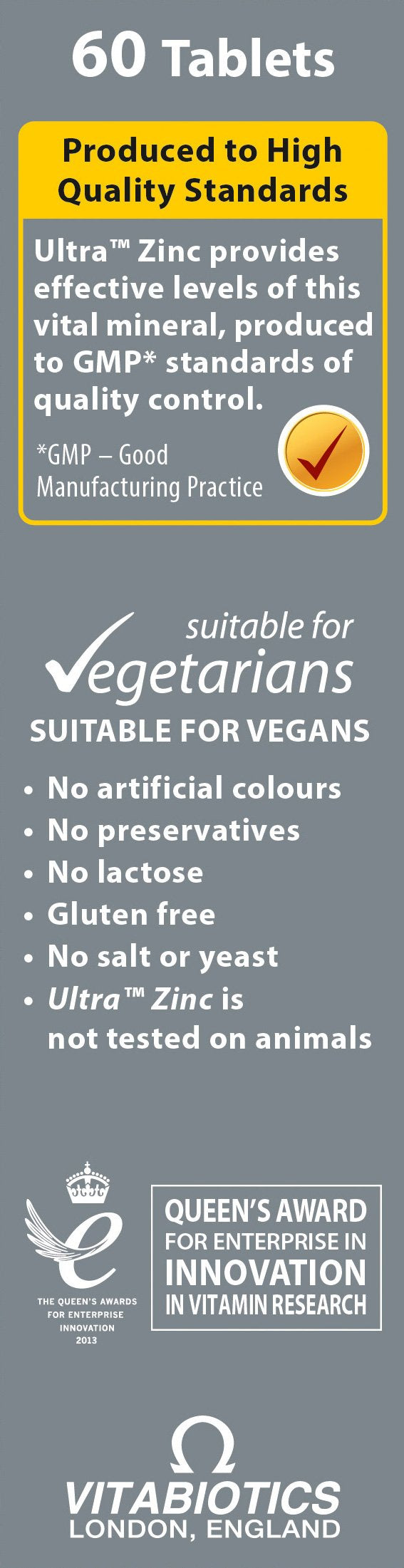 Vitabiotics Ultra Zinc 15mg with Copper Tablets 60