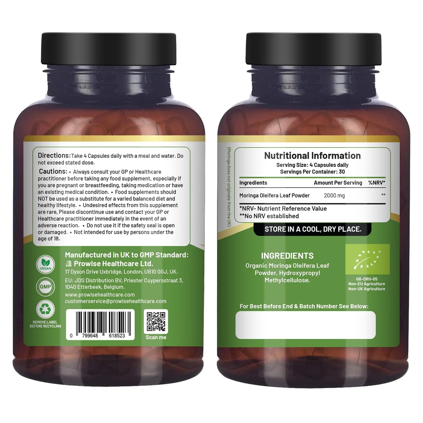 PH PROWISE Healthcare Moringa 2000mg Capsules, 120 Count
