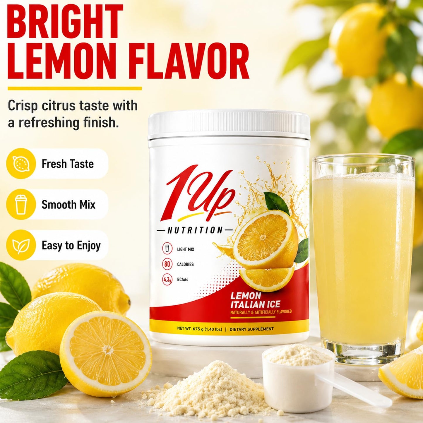 1Up Nutrition Protein Powder, Lemon Flavor, 1 Ounce