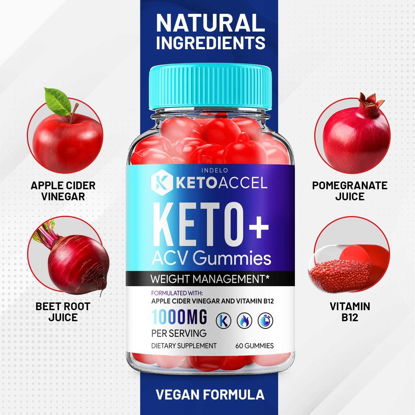 Indelo Keto Accel ACV Gummies 180 Gummies