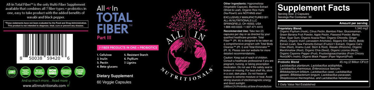 All In Nutritionals Total Fiber Capsule, 60 Count