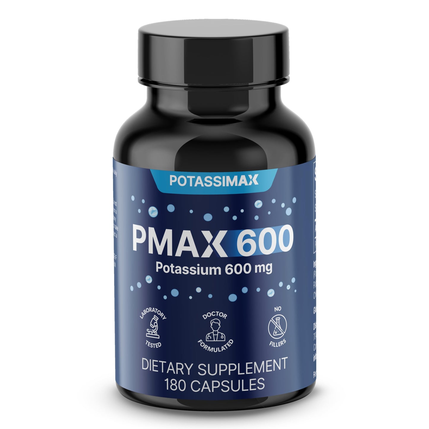 PotassiMax PMAX600 High Dose Pure Potassium Electrolyte Supplement 600 mg Capsules 180 Count
