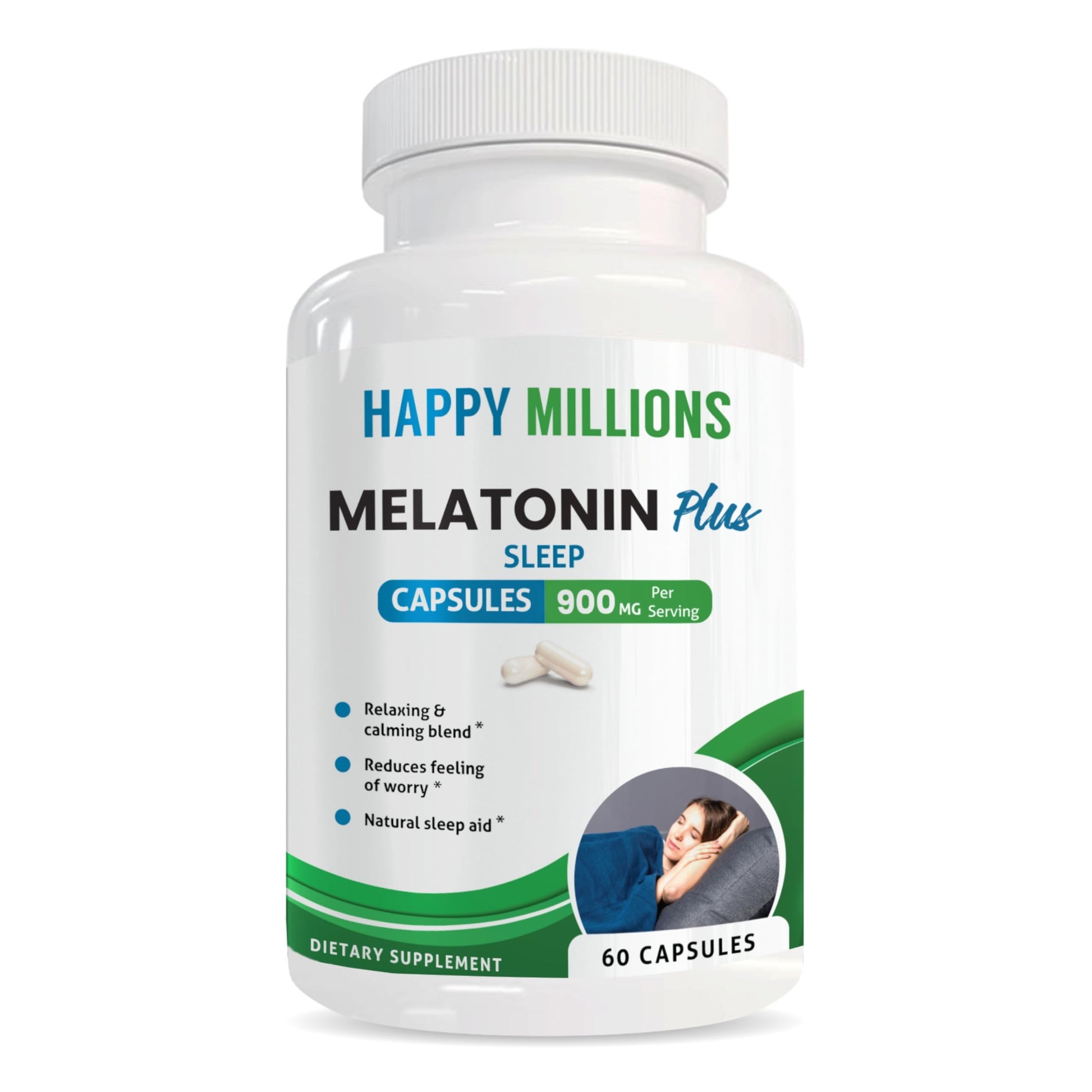 HAPPY MILLIONS Melatonin Plus Sleep Support Capsule, 60 Capsules