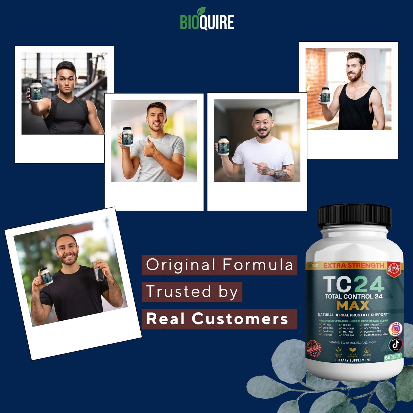 BIOQUIRE Total Control 24 Max Natural Herbal Prostate Support Capsule, 60 Capsules