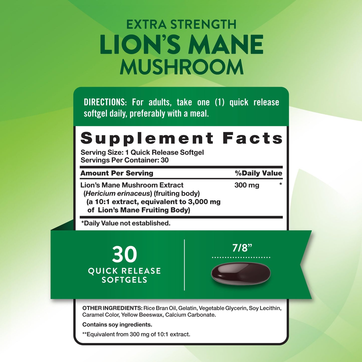 Nature's Truth Lions Mane Mushroom Softgels 30