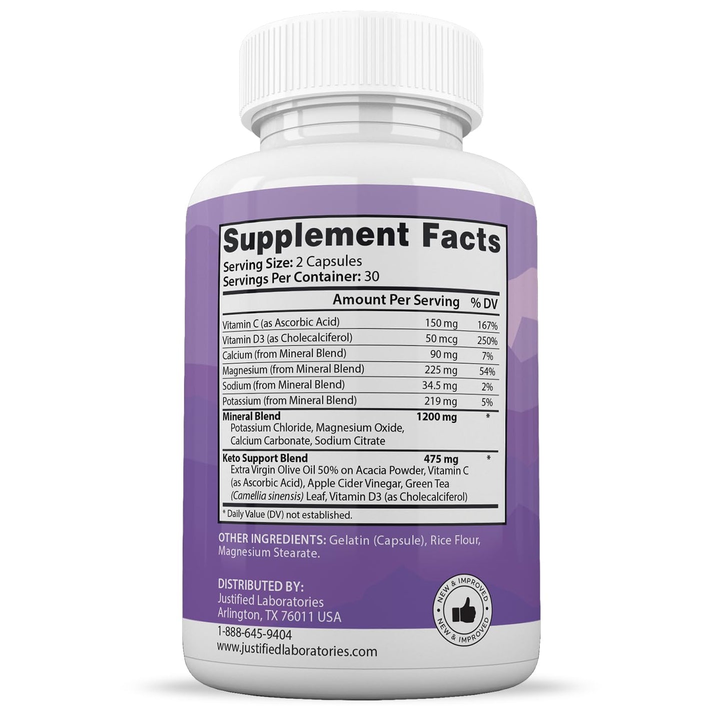 Justified Laboratories Ultra Fast Pure Keto Boost Extreme Keto Pills 1675MG New & Improved Formula Capsules 120 Capsules