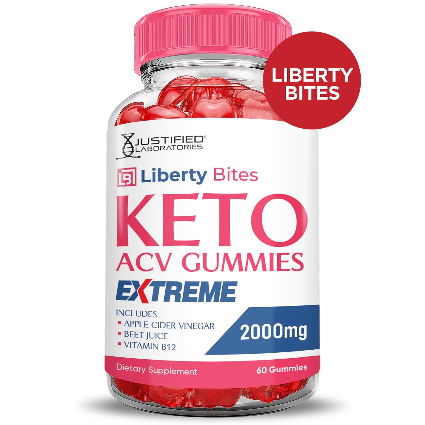 Justified Laboratories Liberty Bites Keto ACV Gummies Extreme 2000MG Gummy 120 Count