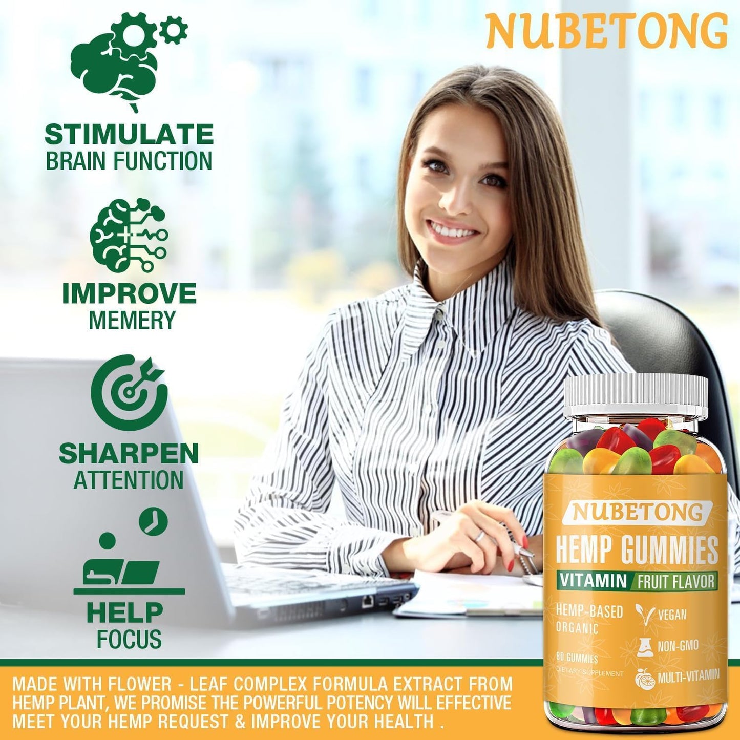 Nubetong Organic Hemp Gummies 80 Count