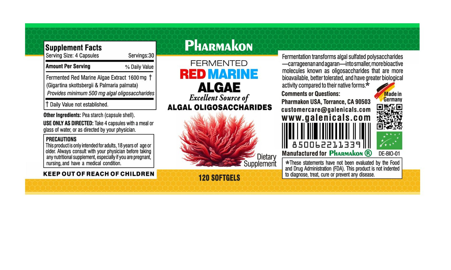 PHARMAKON Fermented Red Marine Algae Complex, Gigartina & Dulse, Reduced Carrageenan Content Softgel 120