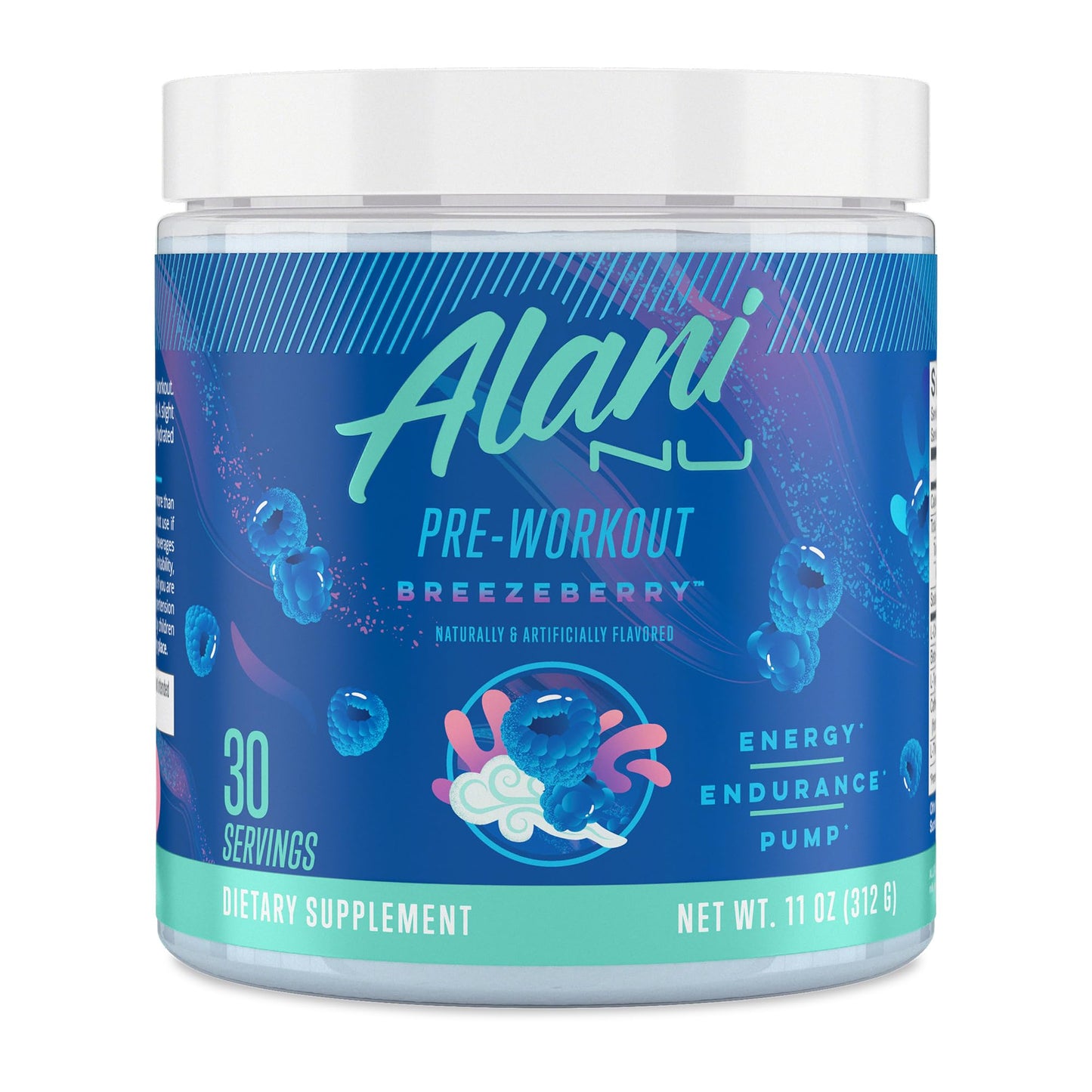 Alani Nu Pre Workout Powder BREEZEBERRY 11 oz