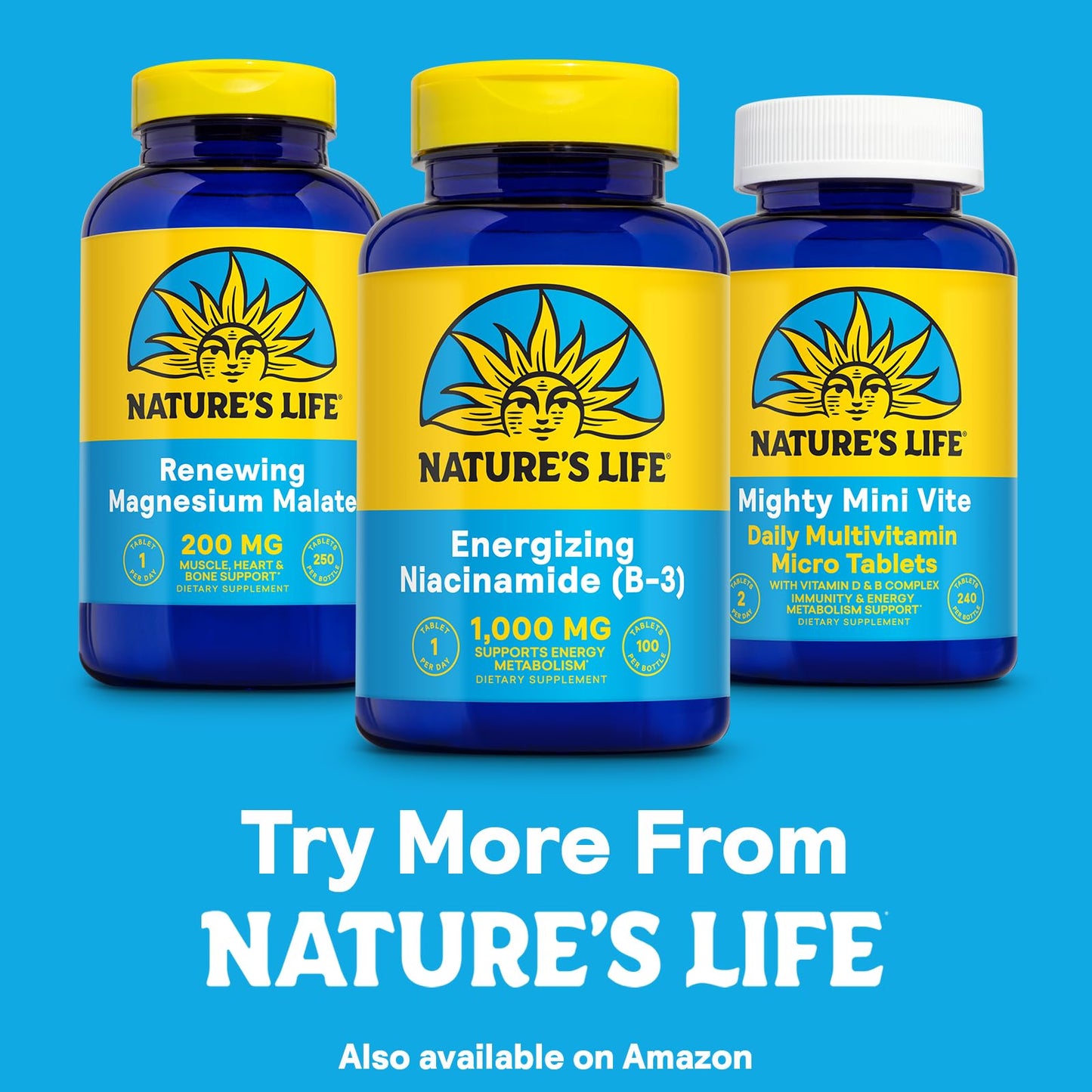 Nature's Life Energizing Niacinamide Vitamin B3 1000mg Tablet, 100 Count