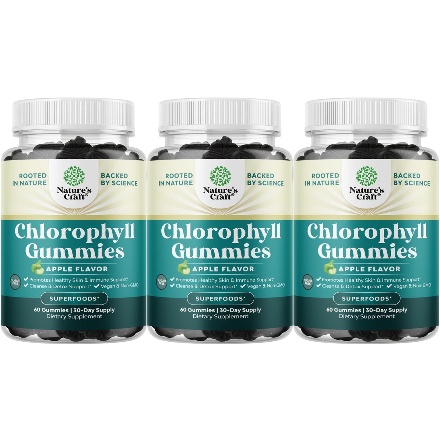 Natures Craft Chlorophyll Gummies for Cleanse & Detox Support, 180 Gummies