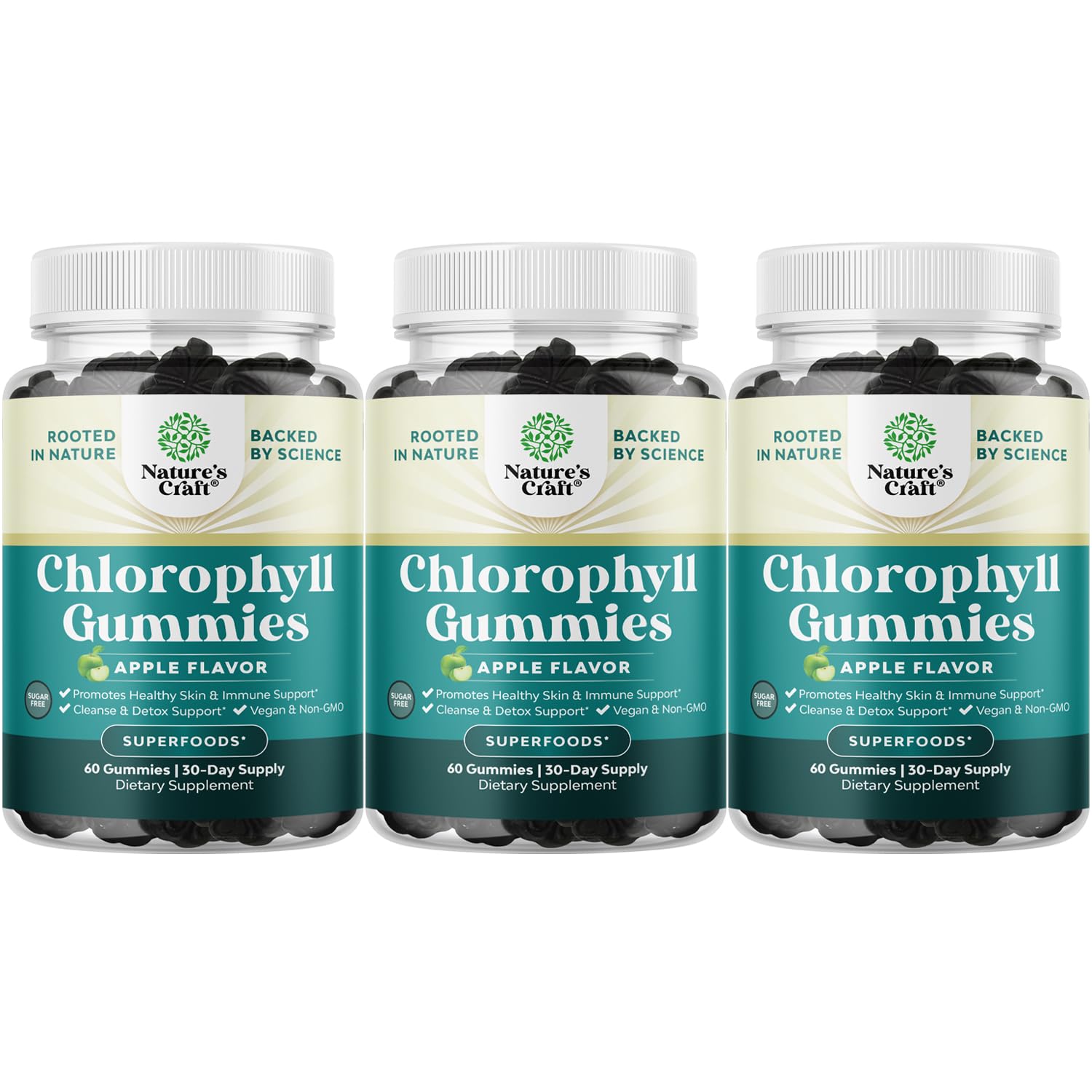 Natures Craft Chlorophyll Gummies for Cleanse & Detox Support, 180 Gummies