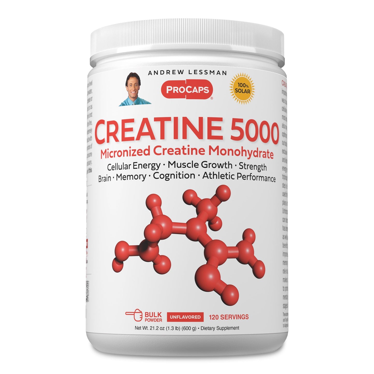 ANDREW LESSMAN ProCaps Micronized Creatine Monohydrate Powder, 21.2 oz, 120 Servings