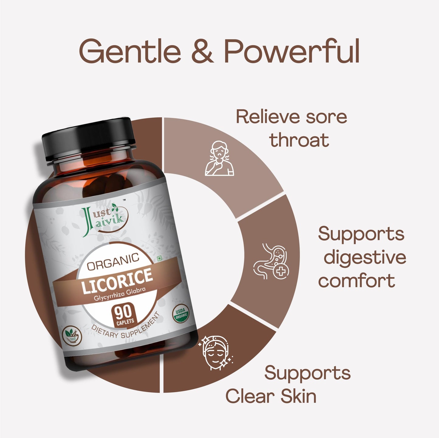 Just Jaivik Licorice Root Tablets 750mg, 90 Tablets