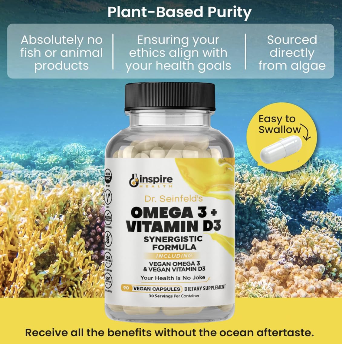 GINSPIRE NUTRITION Dr. Seinfeld Vegan Algae Omega-3 and Vitamin D3 Supplement for Men and Women Capsule 1