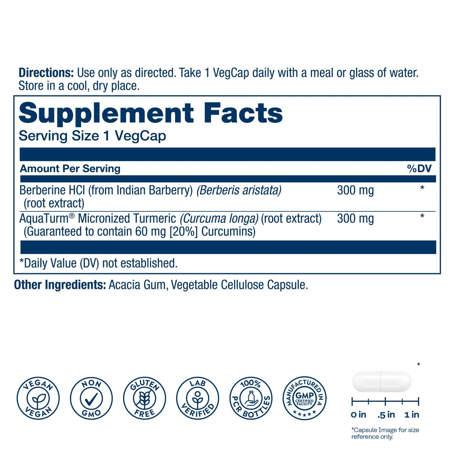 SOLARAY Berberine & Curcumin - Berberine Turmeric Supplement with 20% Micronized Curcumin from Turmeric Root - Herbal Wellness Support Capsules, 60 Count