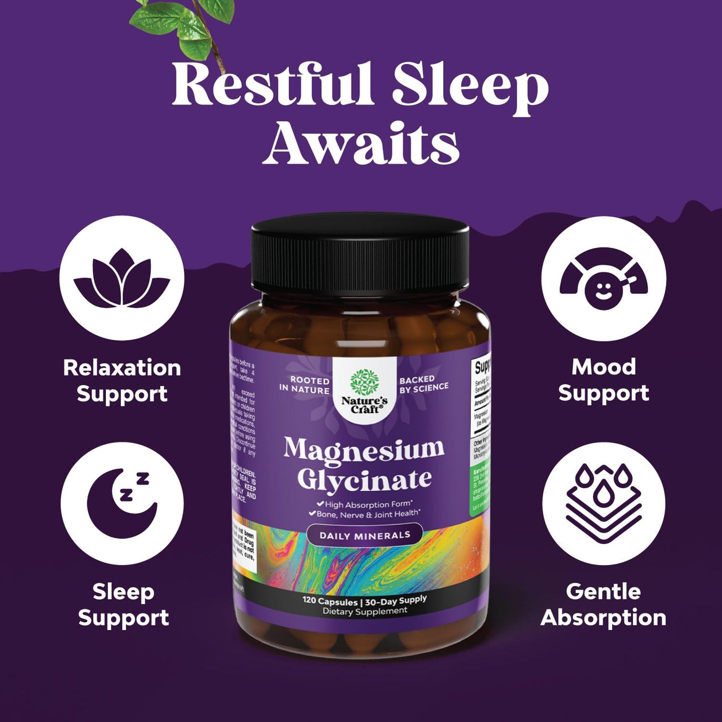 Natures Craft Magnesium Glycinate Supplement 500mg Capsule, 120 Count