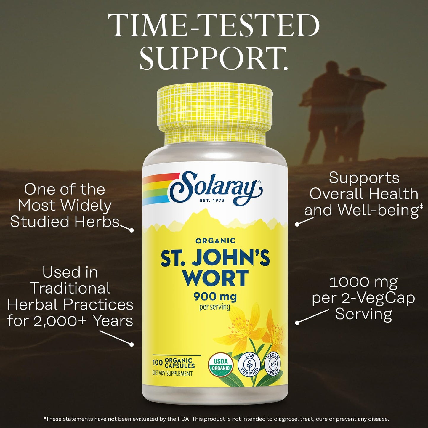 SOLARAY Organic St John's Wort 900mg Capsule, 100 VegCaps