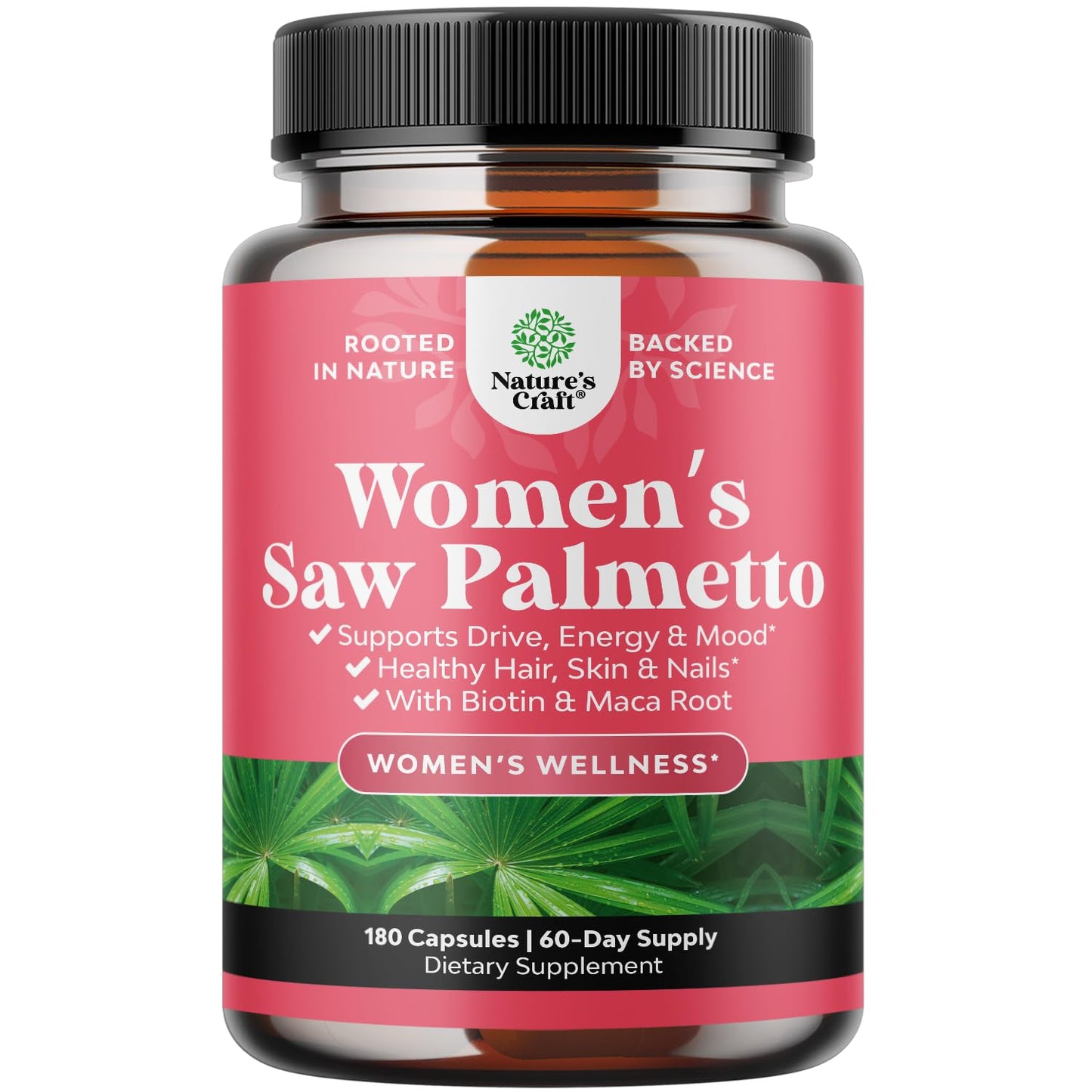 Natures Craft Extra Strength Saw Palmetto Capsules, 180 Count