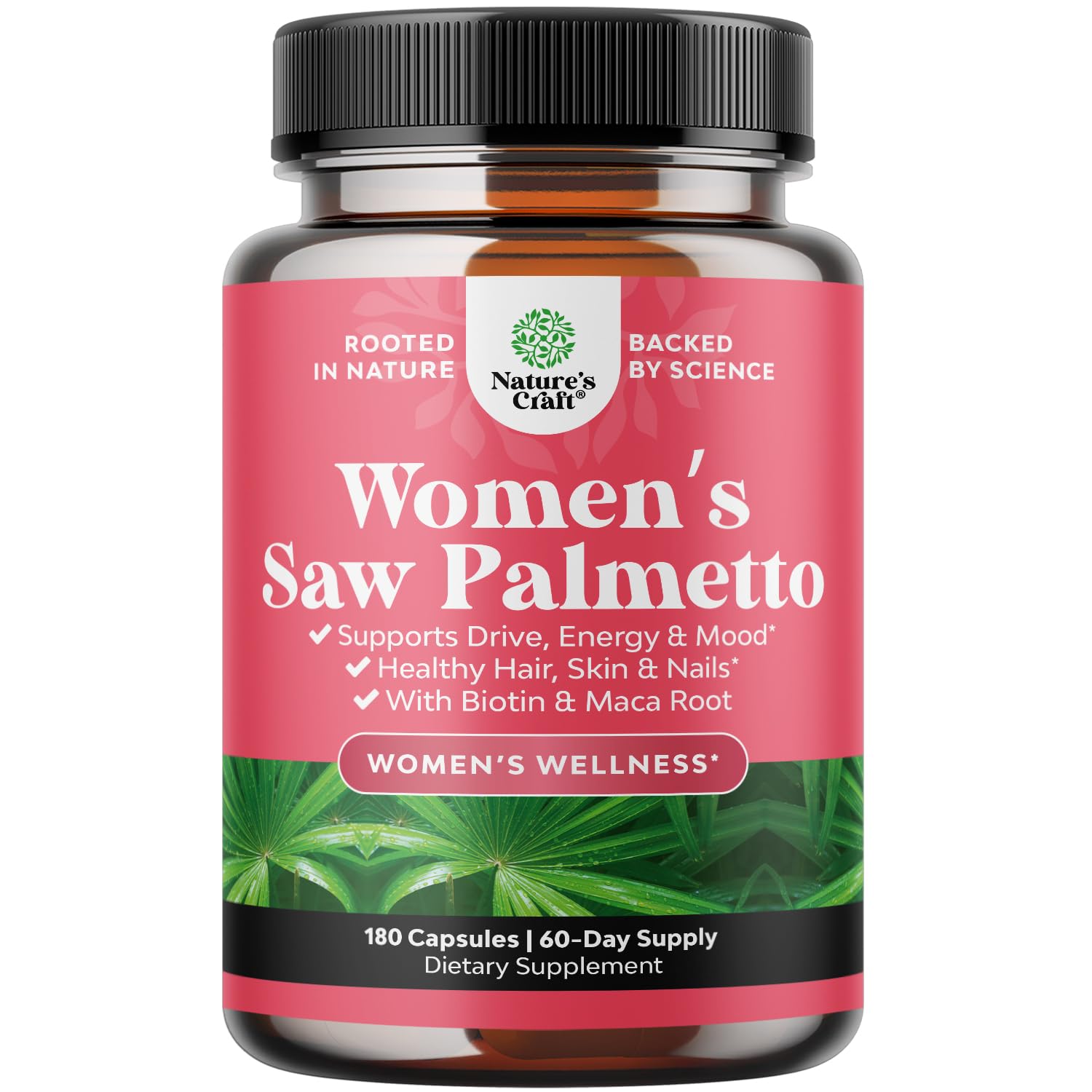 Natures Craft Extra Strength Saw Palmetto Capsules, 180 Count