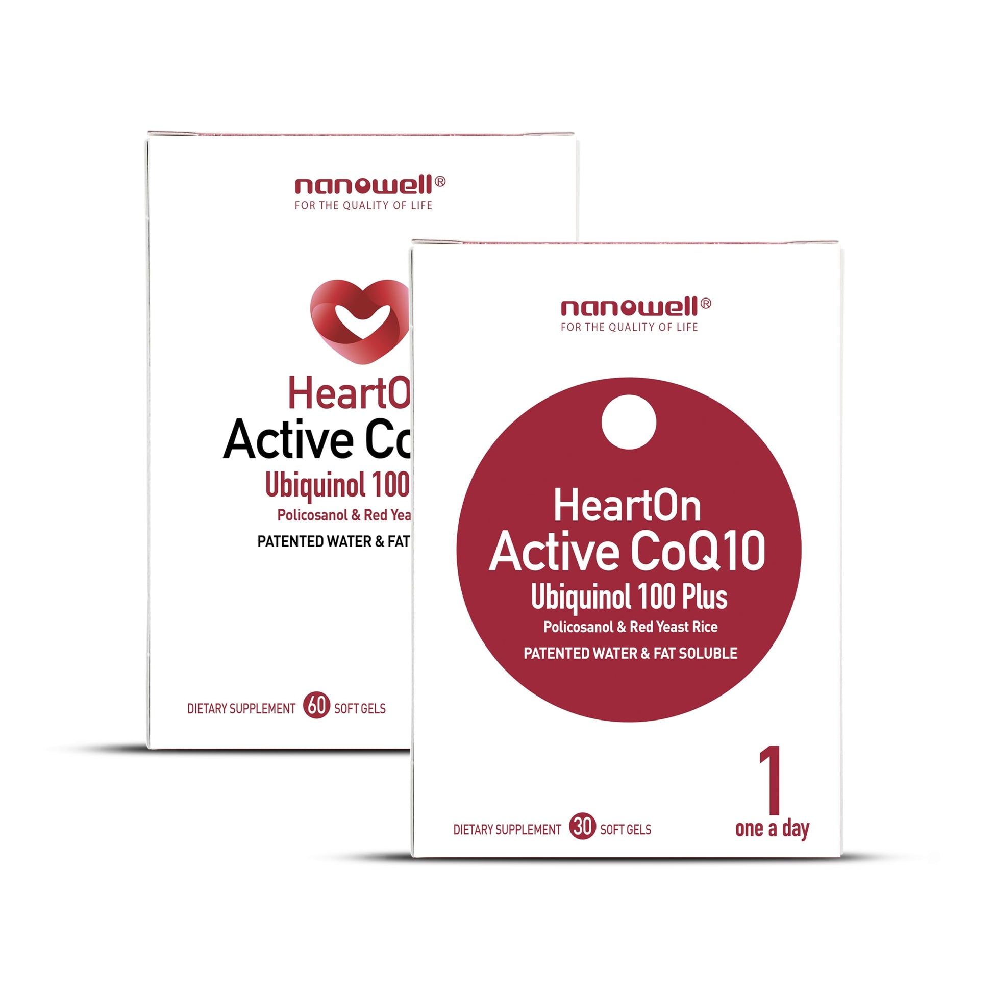 NANOWELL HeartOn Active CoQ10 Kaneka Ubiquinol 100 Plus Heart Health Supplement Softgels 30