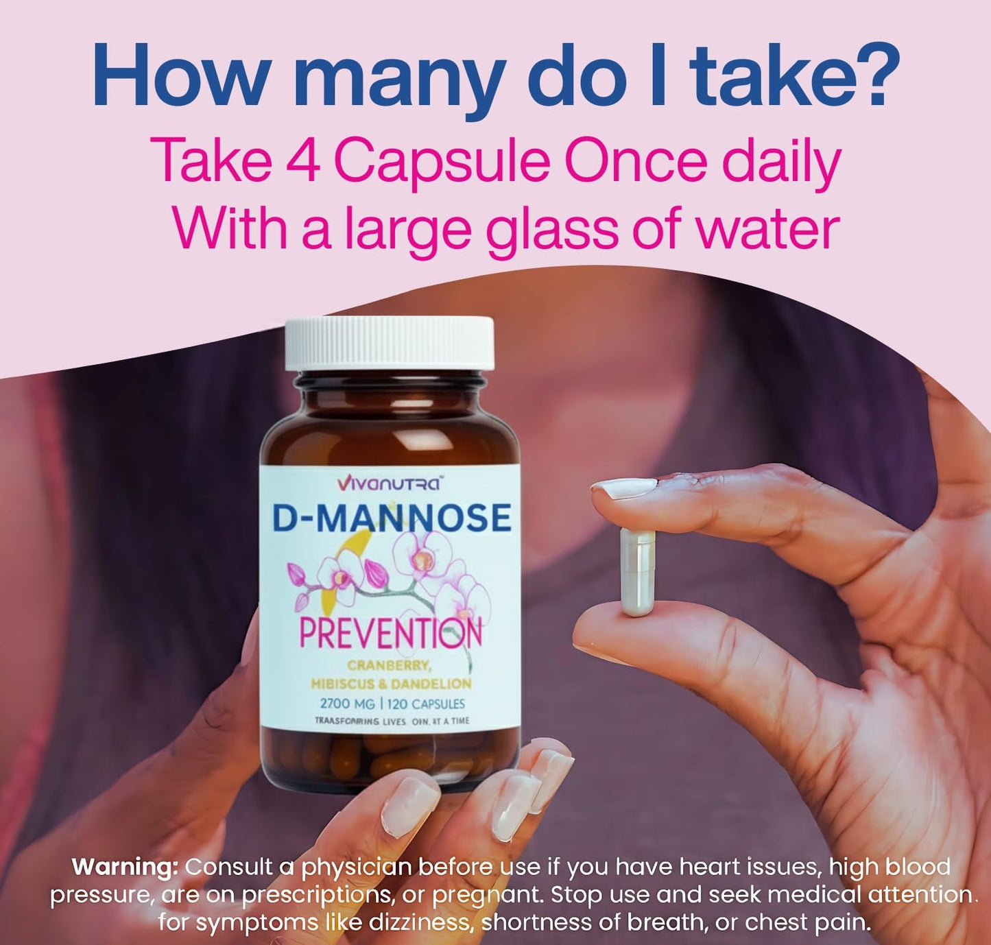 VIVANUTRA Cranberry Pills for Women with D-Mannose Capsules 120