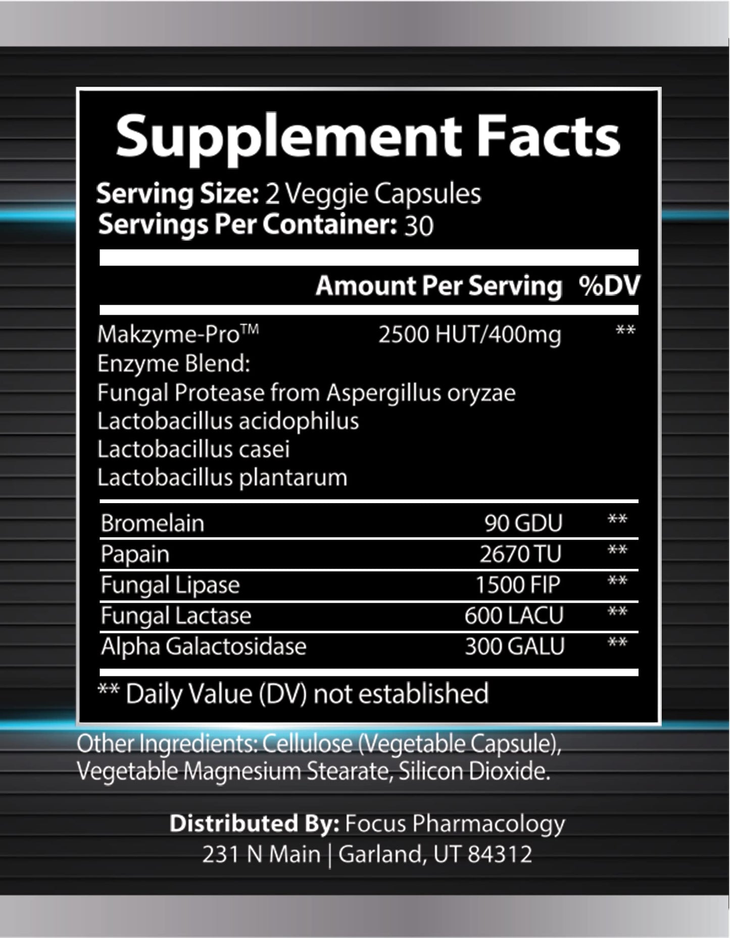 Focus Pharmacology Digestive Enzymes and Probiotics Blend 60 Capsules