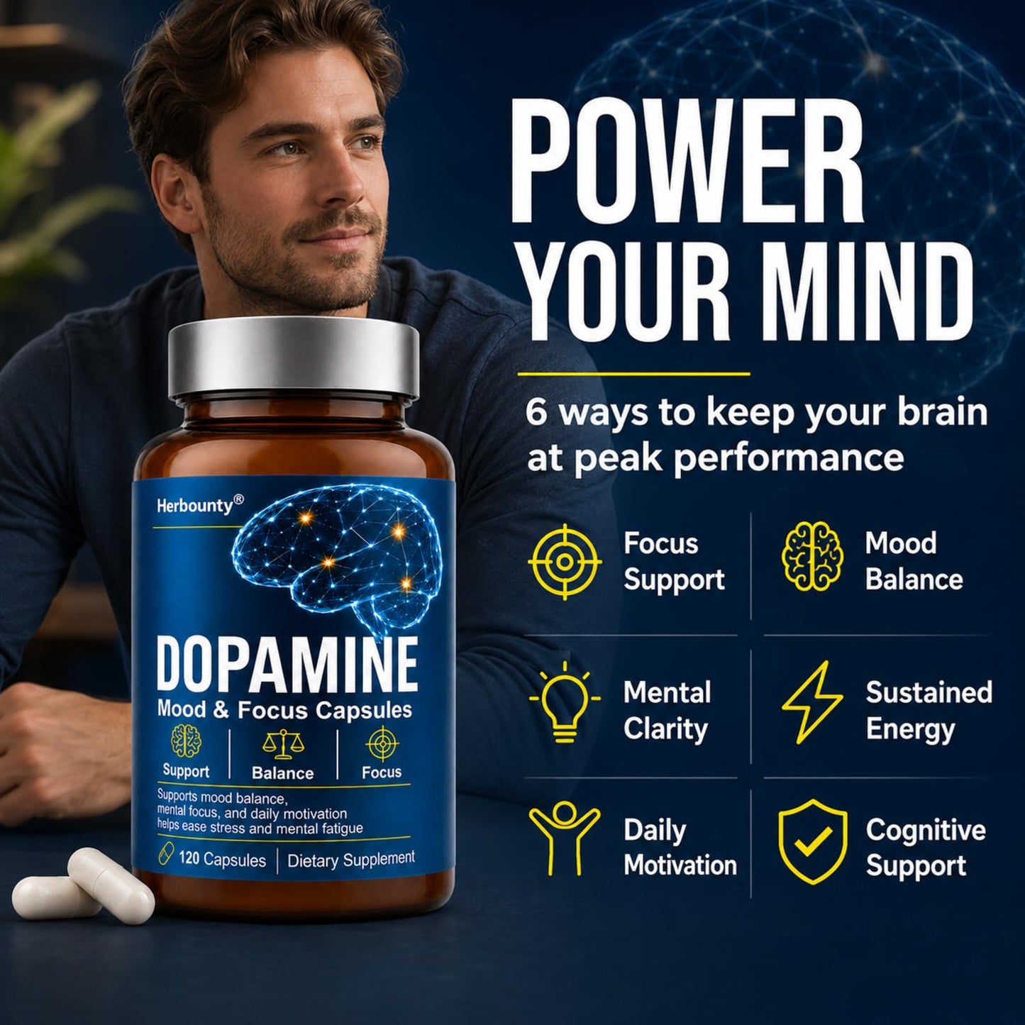 Herbounty Dopamine Brain Food Capsule 120 Count