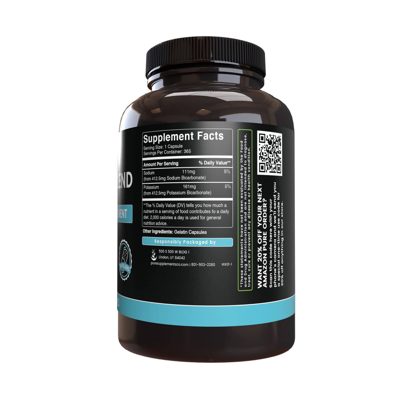 Pure Original Ingredients Bicarb Blend Capsules, 365 Count