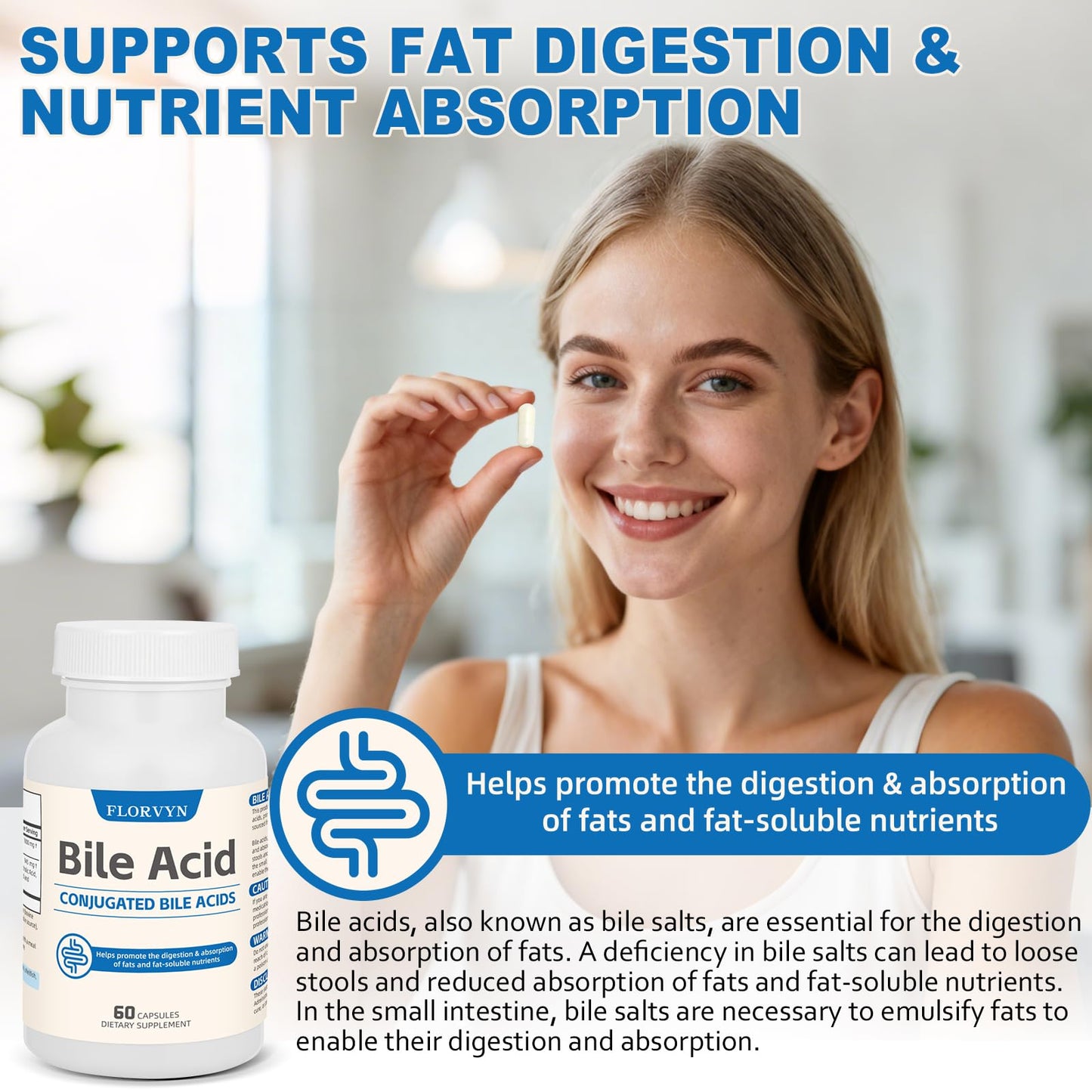 Florvyn Conjugated Bile Acid Supplement 1000mg Capsule 2 Count