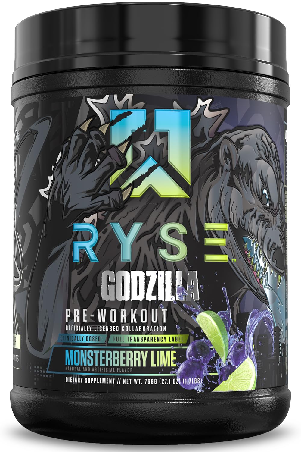 RYSE Up Supplements Godzilla X Noel Deyzel Pre Workout Powder - Monsterberry Lime - 28 Servings