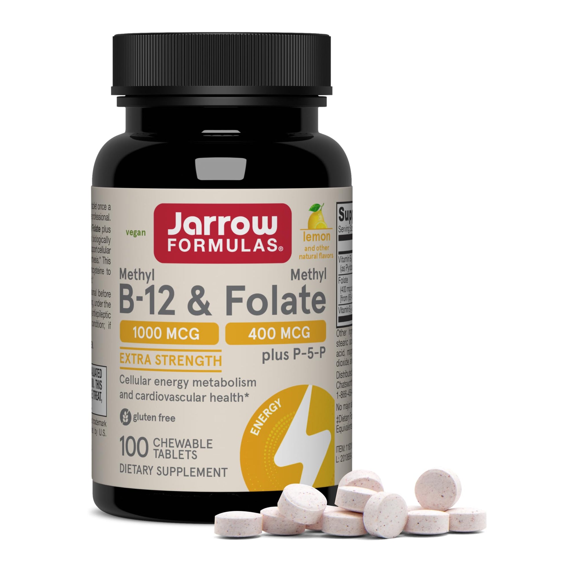 Jarrow Formulas Methyl B-12 & Methyl Folate Supplement Tablet, 100 Tablets