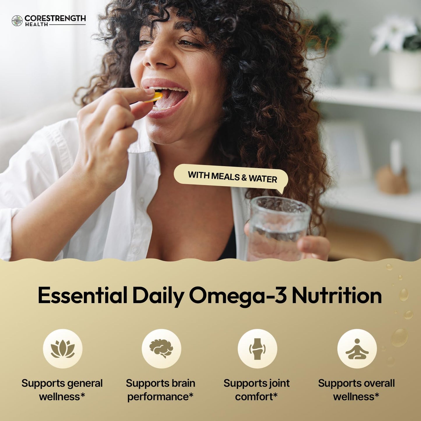 CoreStrength Health LLC Omega 3 Fish Oil 1200 mg | 720 mg EPA & DHA per Capsule | Responsibly Sourced Anchovy | Purified, Third-Party Tested | Non-GMO, Gluten Free, Soy Free | 60 Capsules