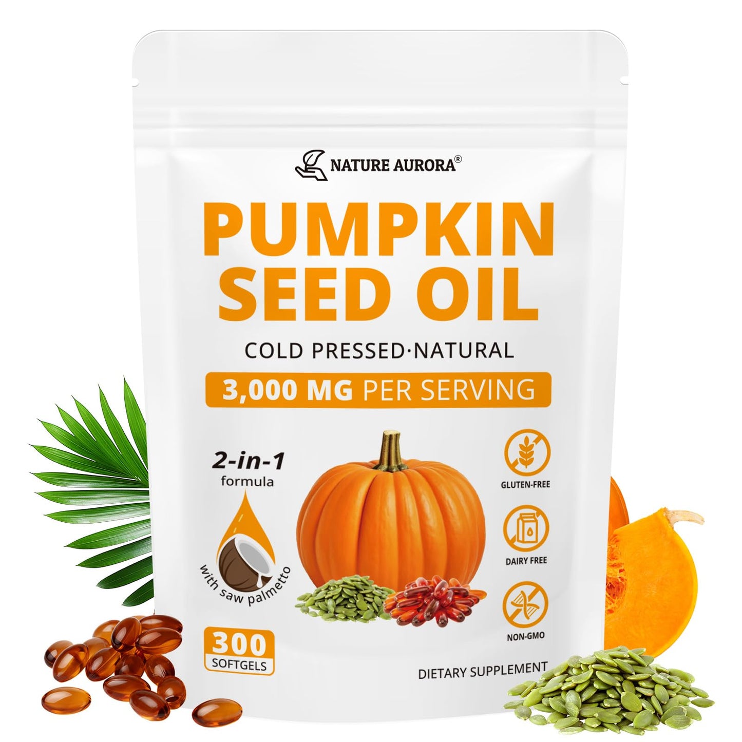 Nature Aurora Pumpkin Seed Oil with Saw Palmetto Softgel, 1 Count