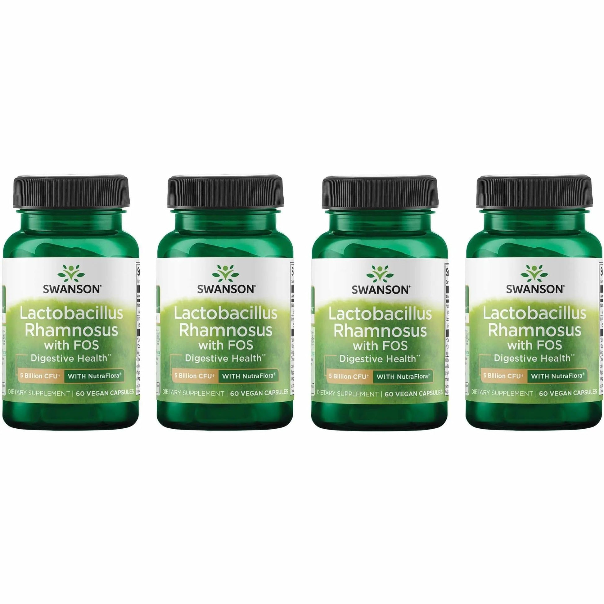 Swanson Lactobacillus Rhamnosus with FOS Probiotic for Digestive Health - 5 Billion CFU, Vegan, 240 Capsules