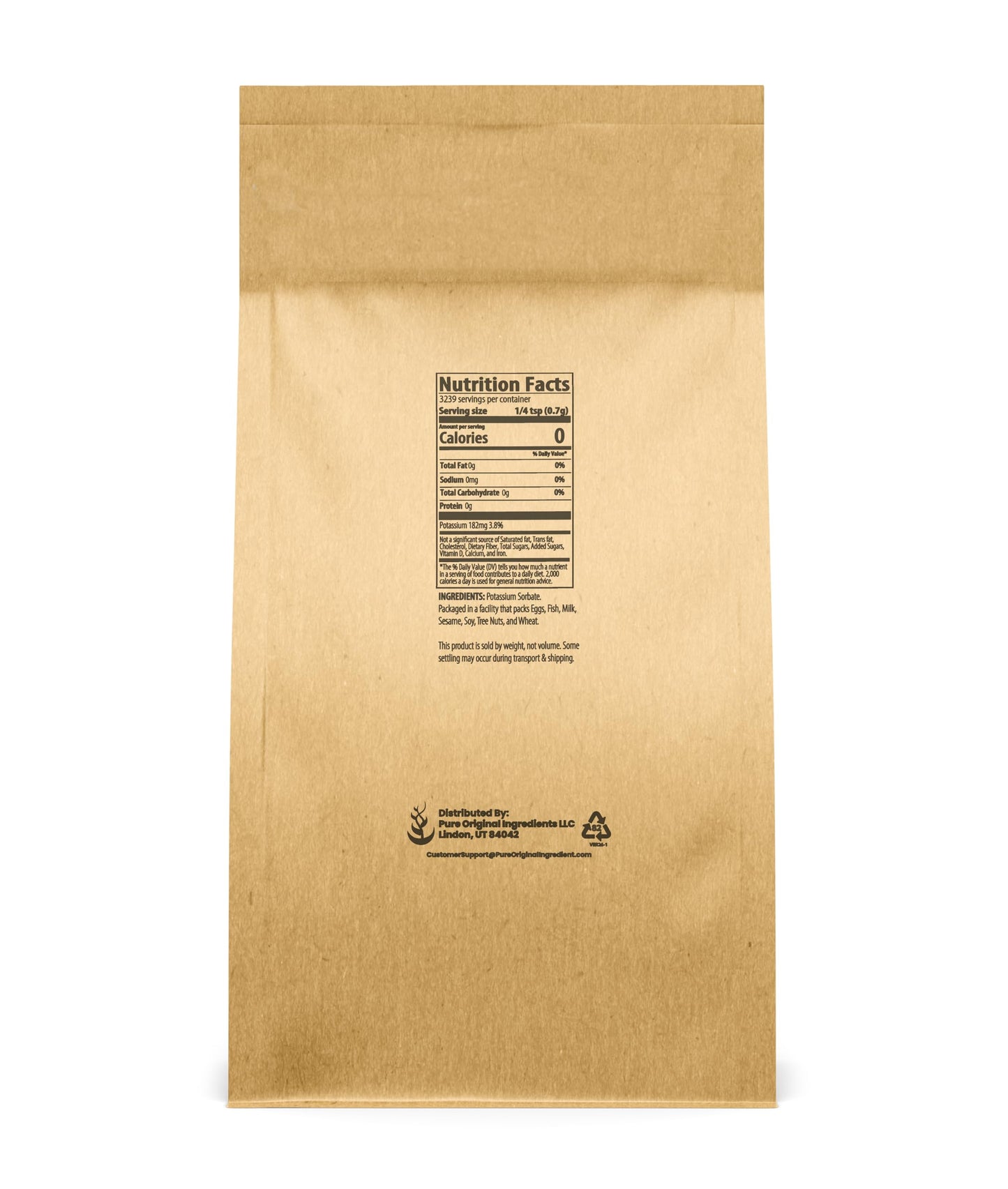 PURE ORIGINAL INGREDIENTS Potassium Sorbate Powder 8 oz