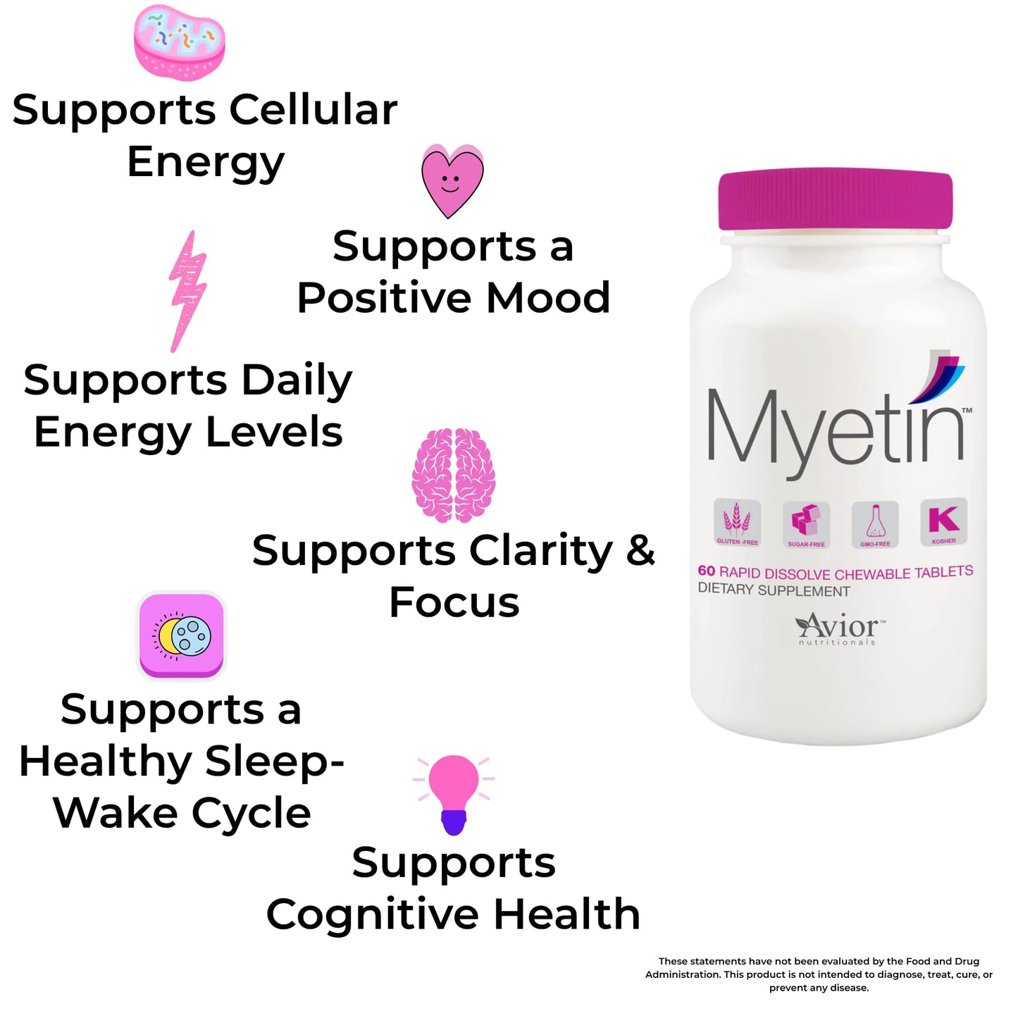 Myetin NAD+ & High-Dose Biotin Supplement Tablets, 60 Tablets