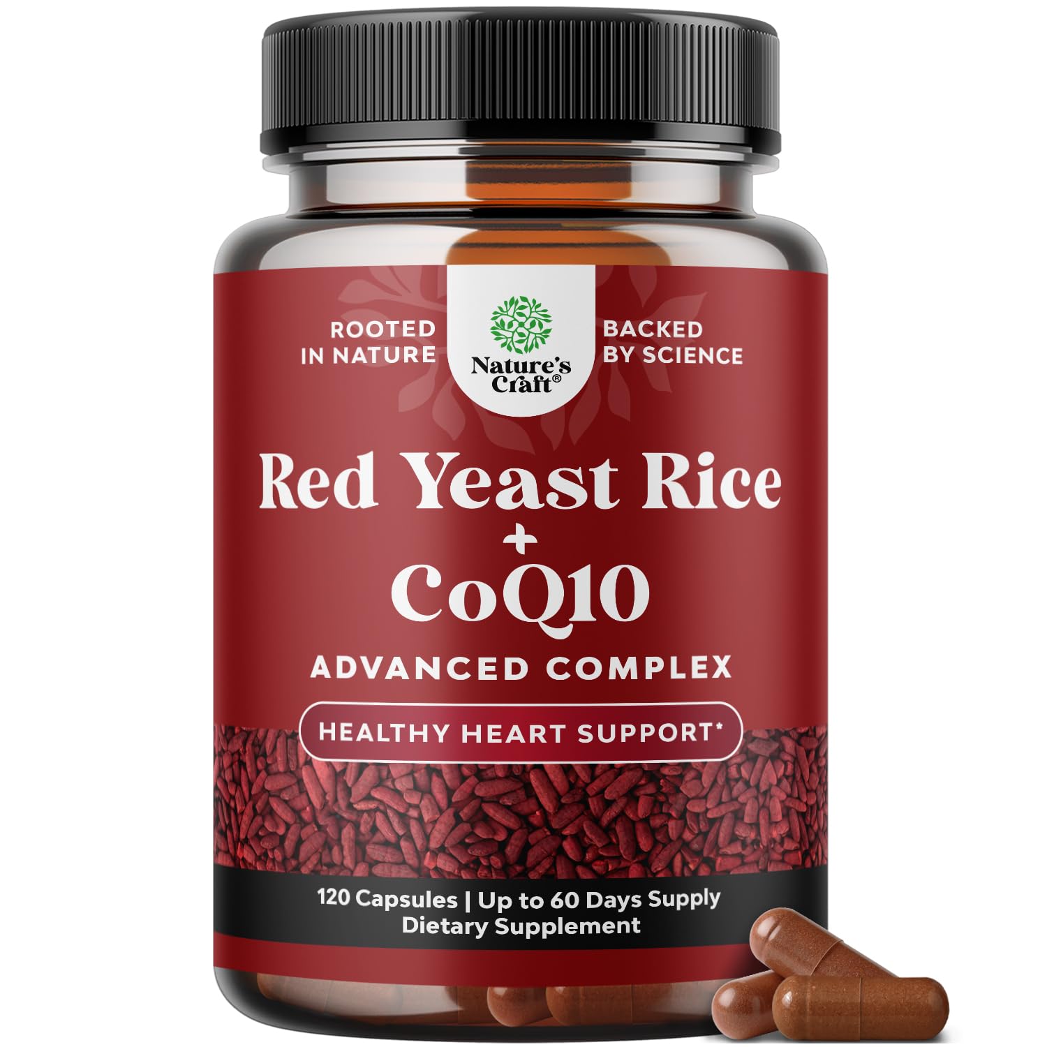 Natures Craft Red Yeast Rice with CoQ10 Supplement Capsule 120 Count