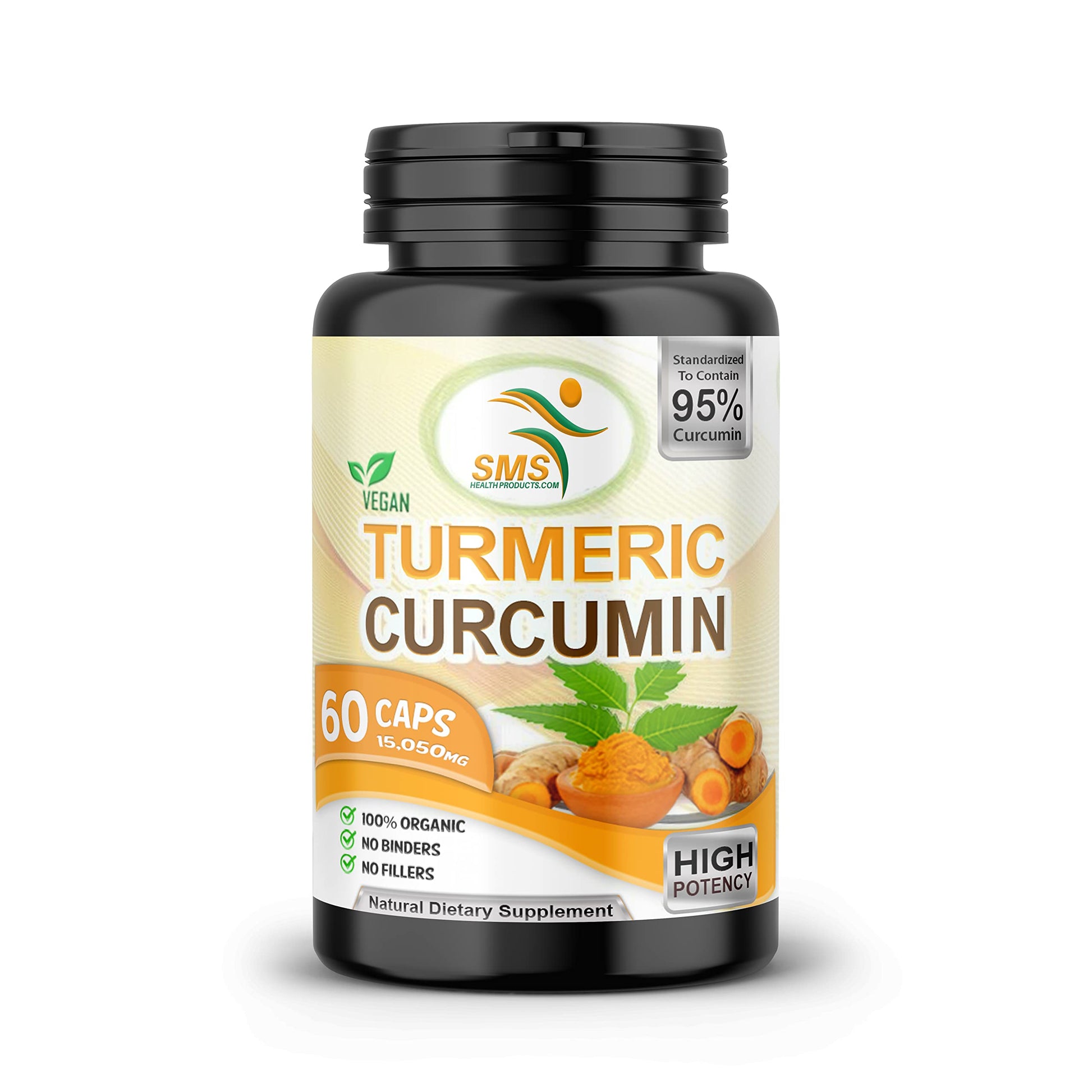 SMSHEALTHPRODUCTS.com Pure Turmeric Curcumin 1000 mg Black Pepper Extract 95% Curcuminoids Capsules 60 Count