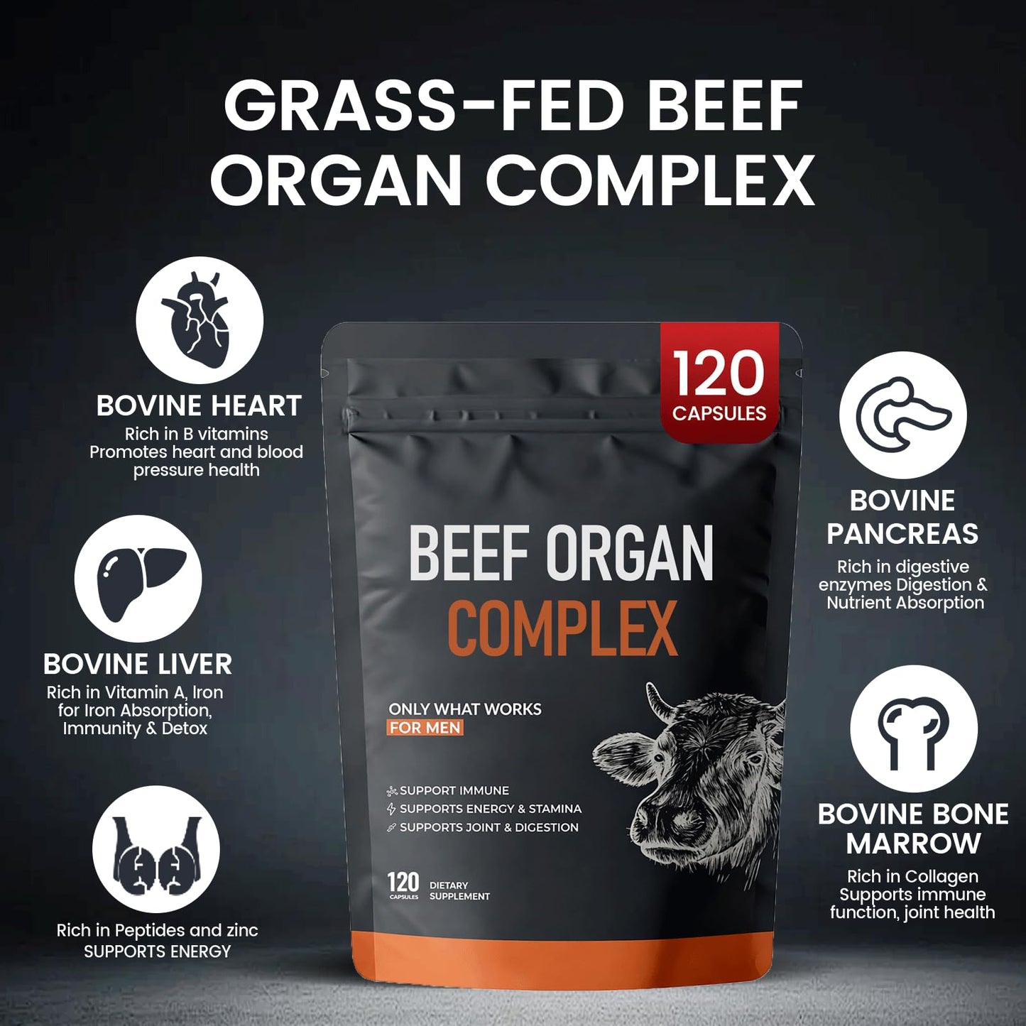 MORANDEE Forgebody Beef Organ Complex Supplement 1 Capsule