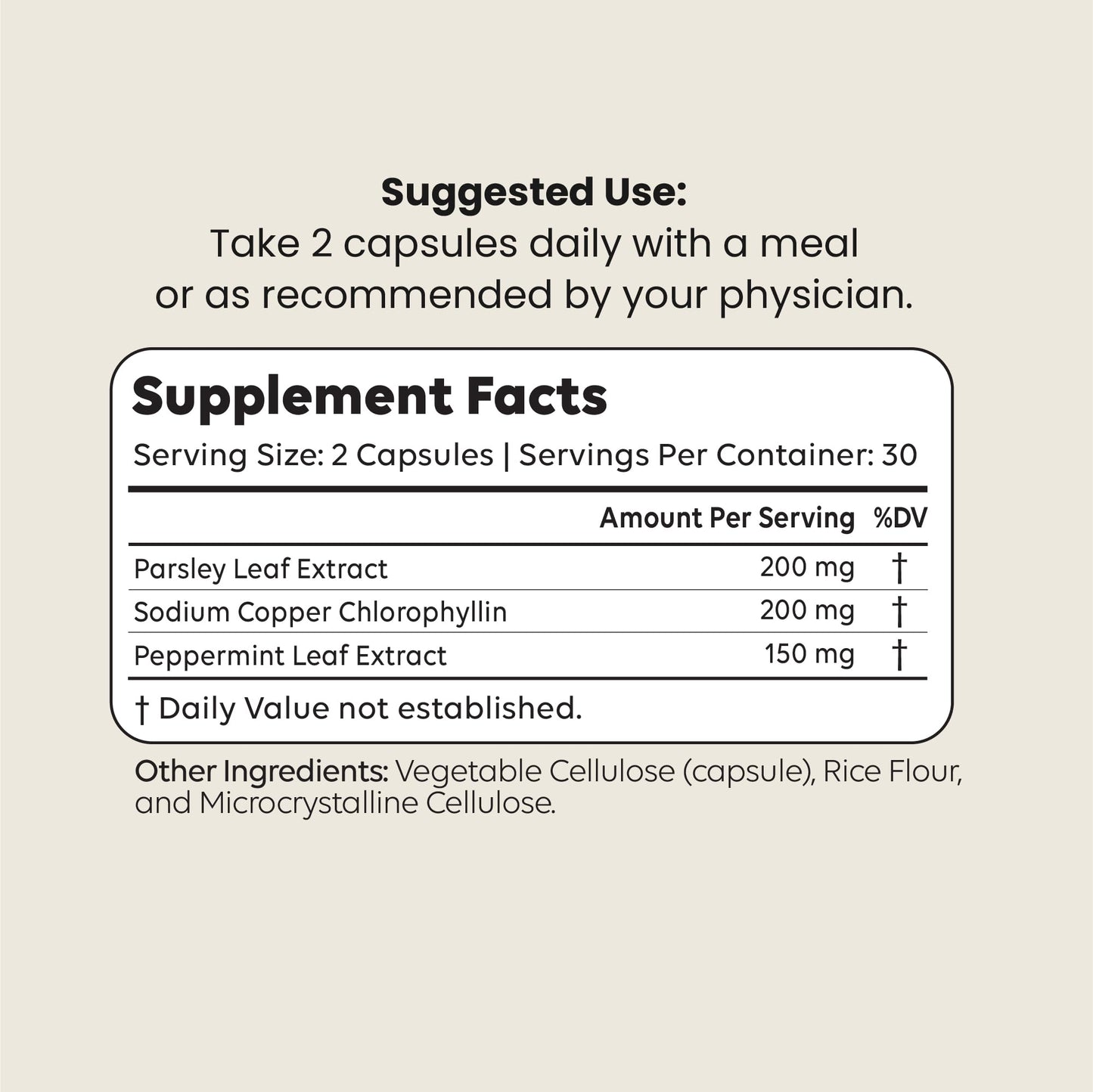 Newt BodyDEO Body Deodorant Pills with Chlorophyll, Parsley & Peppermint Capsules, 60 Count