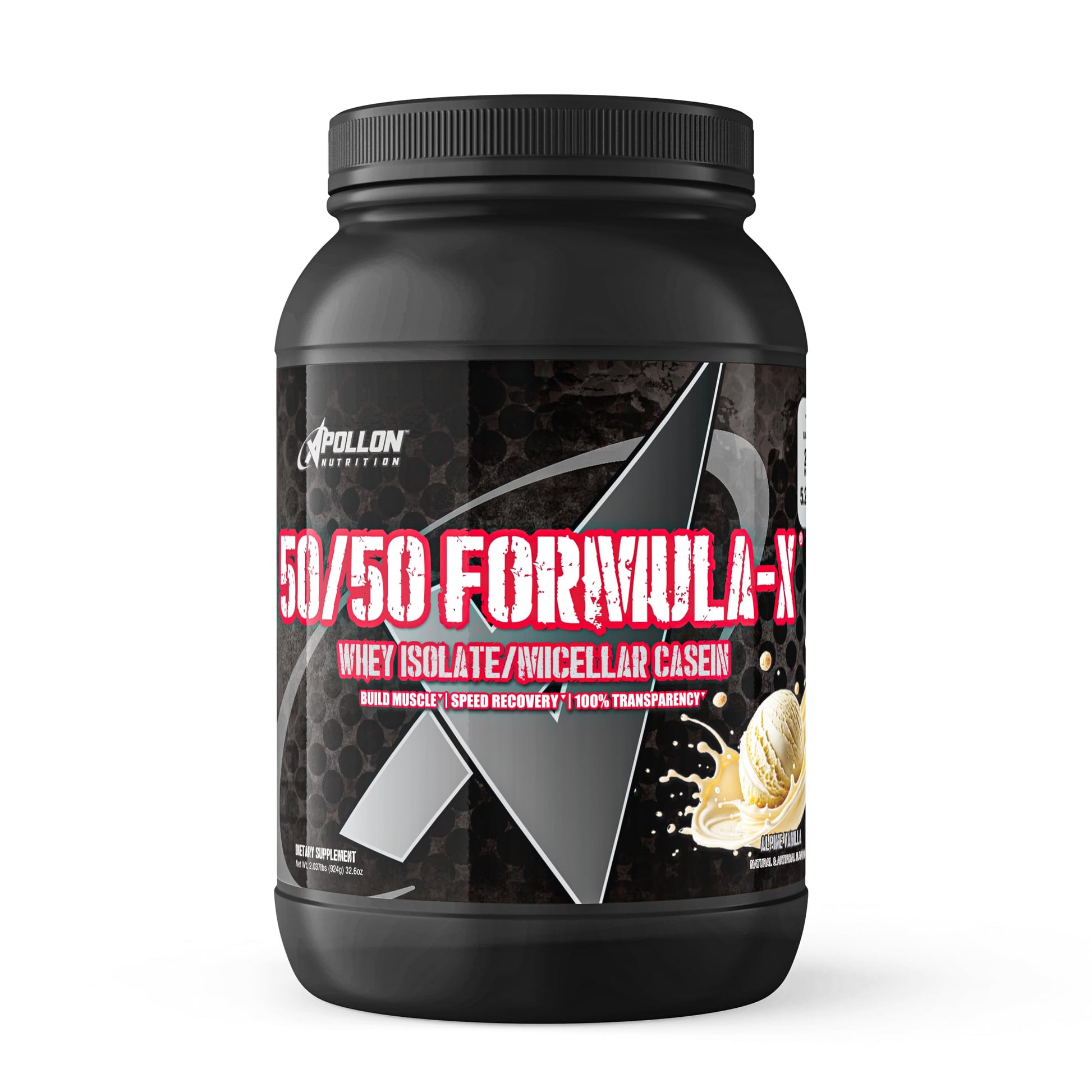 Apollon Nutrition 50/50 Formula-X Whey Isolate and Casein Protein Powder, 32 Servings