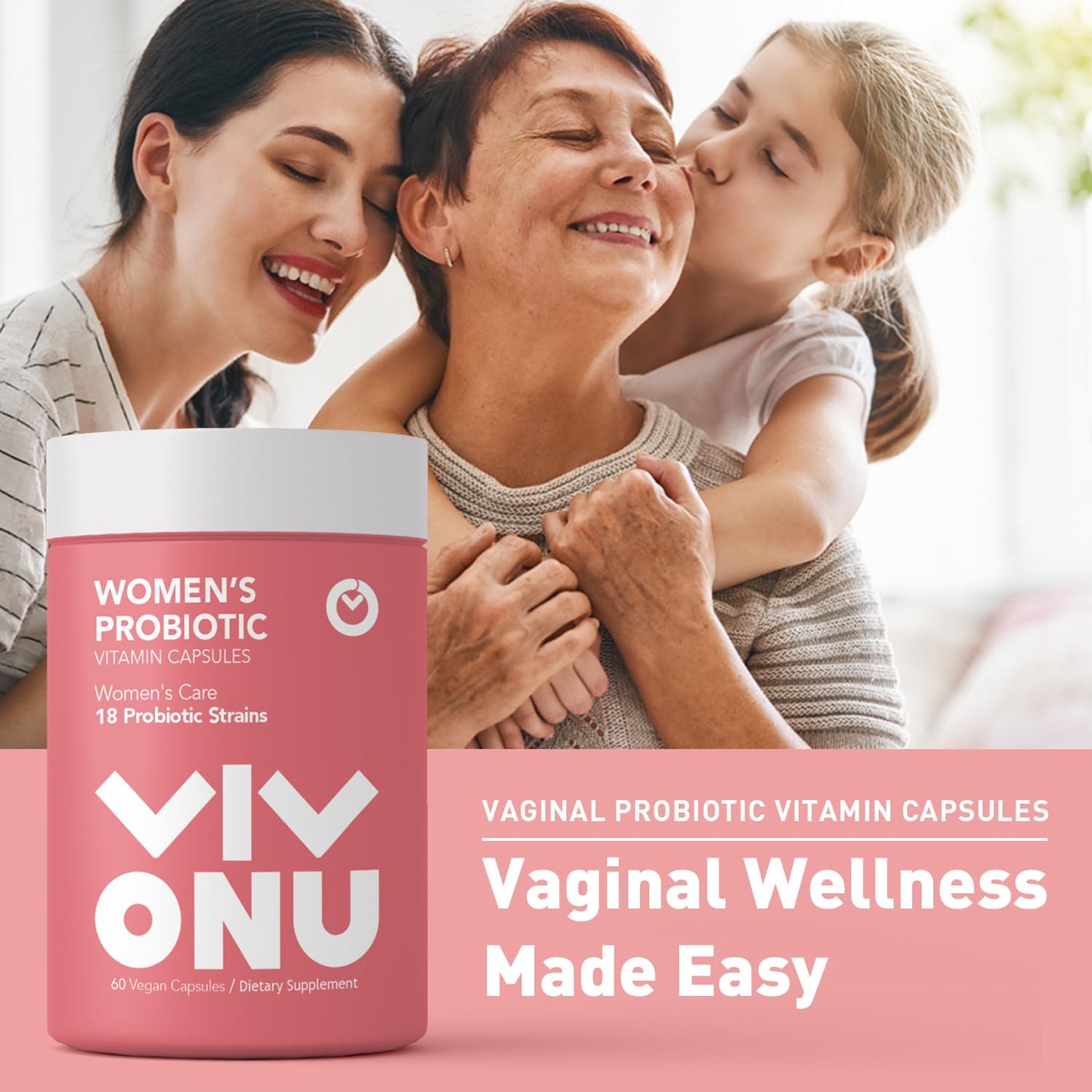 VivoNu Women's Probiotic, Prebiotics & Lactobacillus Probiotic Blend Gummies, 60 Billion CFUs, 18 Strains, Digestive & Vaginal Health Support, 120 Counts/2 Pack