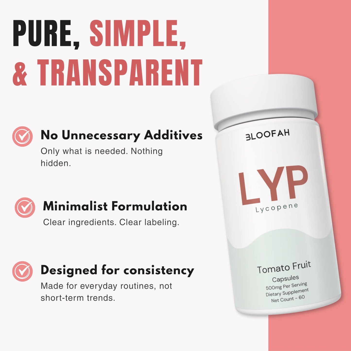 Bloofah Lycopene Supplement Capsules 500mg, 60 Count