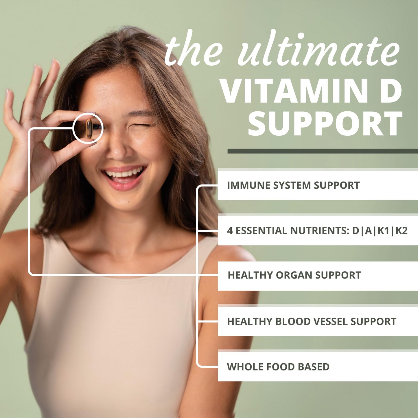 Optimal Health Systems Essential DAK1K2 Vitamin D3 + A + K1 + K2 Immune Support, Bone Health, & Heart Health with MK-7, 5000 IU, 60 Softgels