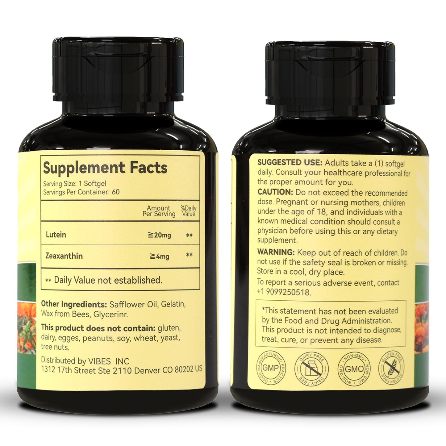 EAZGOO Lutein for Eyes 20mg Softgels, 60 Count